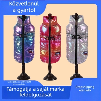 Kutyaruházat Téli Hűvös Vízálló Színátmenetes Színes Kisállat Ruhák Kutya Pamut Kabát Mellény Hám Nagykereskedelem Raktáron