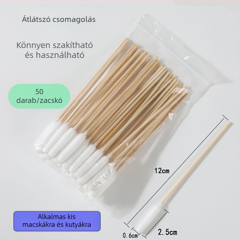 Háziállat vattapálcika vattapálcika macska és kutya univerzális fül-bőr anális tisztítószer kettős felhasználású vattapálcika extra nagy vattafejű bambuszpálcika