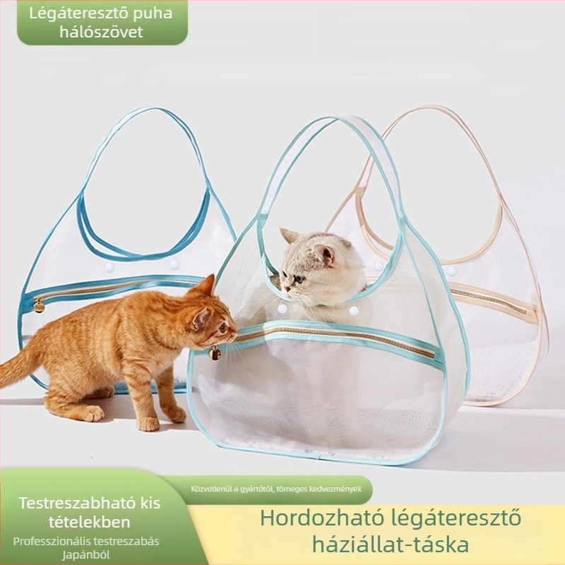 Nyári hálós, lélegző macskatáska, hordozható válltáska kisállatoknak, macska hátizsák, speciális kis kutyák és macskák számára, lélegző és könnyű
