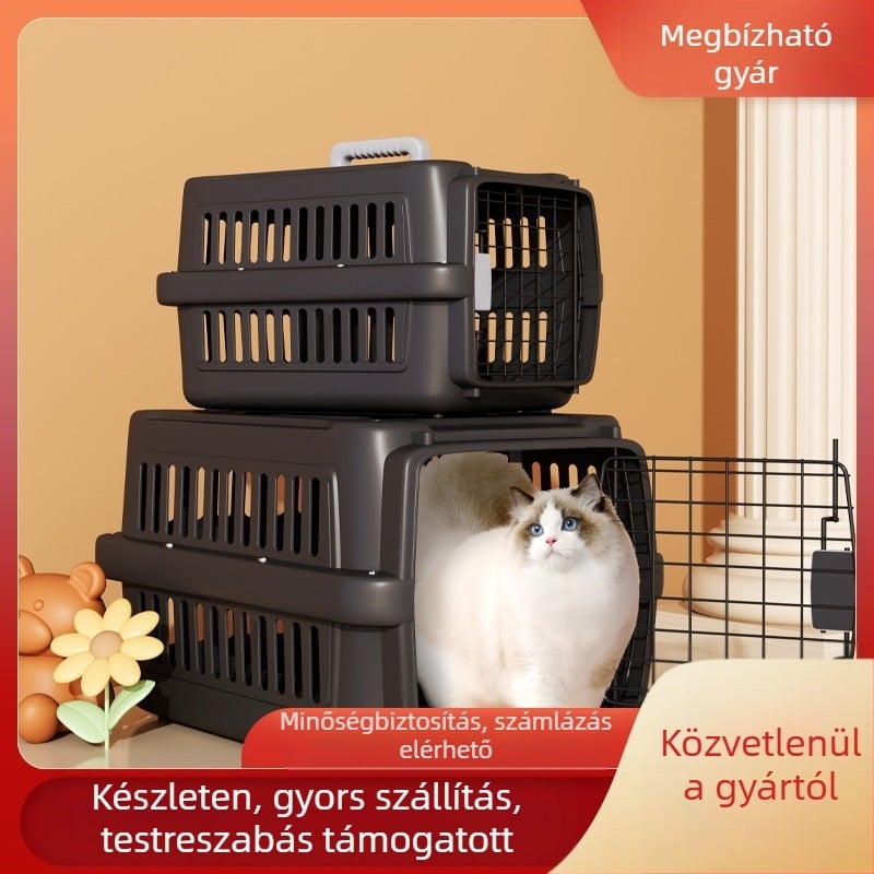 Kisállat-kellékek légitársasági szállítóketrec, macska orvosi szállítóketrec, macskaketrec, kutyaketrec, kis kutya szállítóketrec, lélegző és könnyű