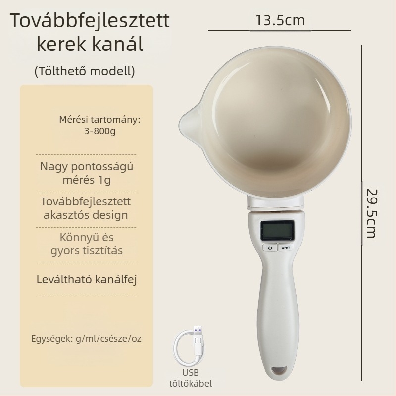 Nagy kanál mérleg mérőkanál elektronikus mérleg mérőkanál mérleg macskaeledel kutyaeledel kisállat etető kanál konyhai sütés mérőkanál