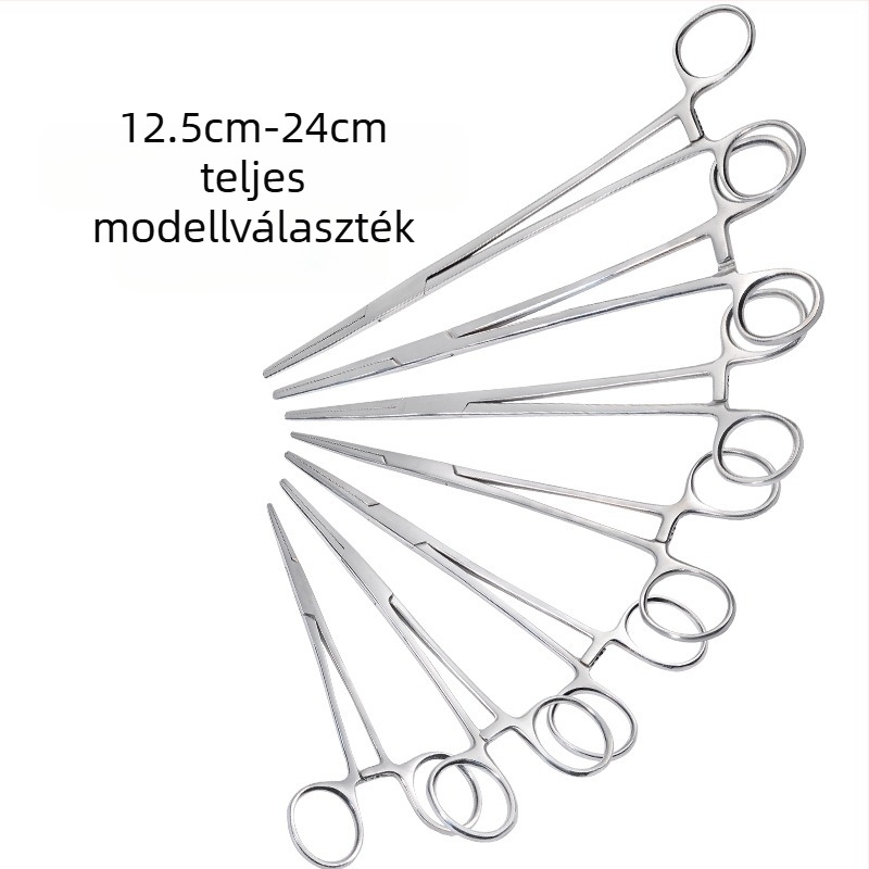 Nagykereskedelmi orvosi rozsdamentes acél vérzéscsillapító csipesz, szőrtelenítő csipesz, köpölyöző csipesz, sebészeti csipesz, érrendszeri csipesz, egyenes könyök, lapos szájfolt
