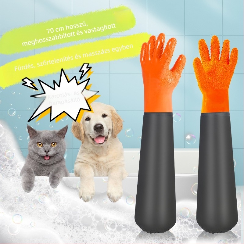 Macska elleni karcoló macskafürdő kesztyű kisállat kutyáknak speciális hengerelt macska súroló szőrtelenítés meghosszabbított vízálló harapásgátló műtárgy