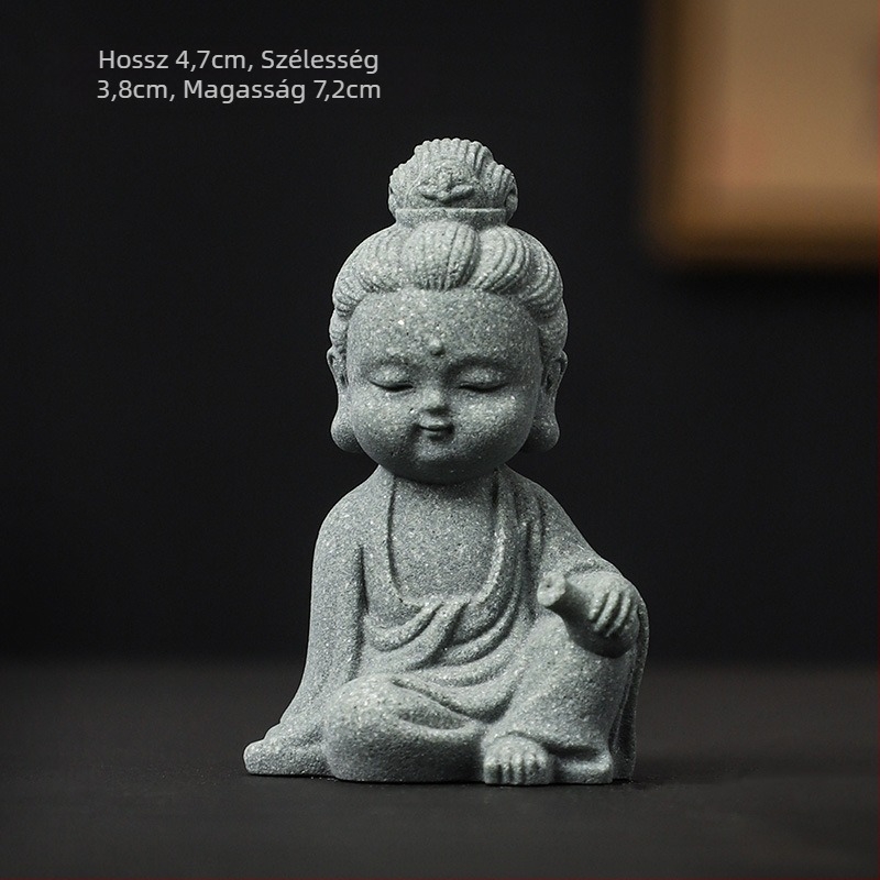 Nemzeti stílusú zöld homokkő táj Buddha szobor Buddha tea háziállat kis díszek bonsai akvárium táj dekoráció kézműves ajándék