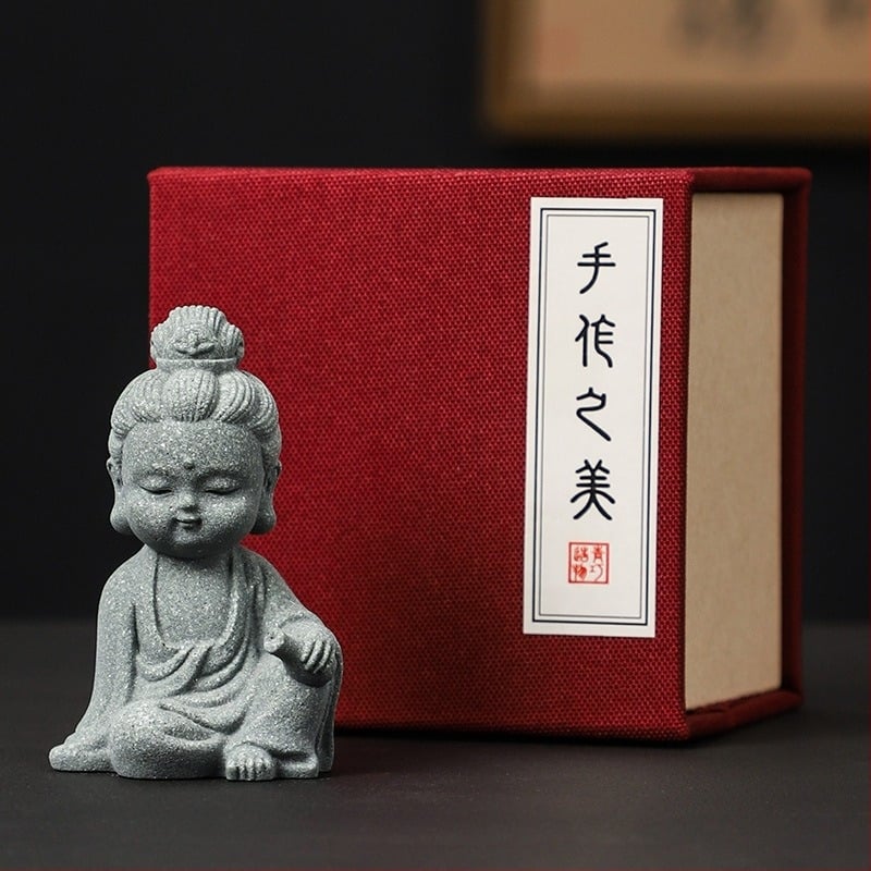 Nemzeti stílusú zöld homokkő táj Buddha szobor Buddha tea háziállat kis díszek bonsai akvárium táj dekoráció kézműves ajándék