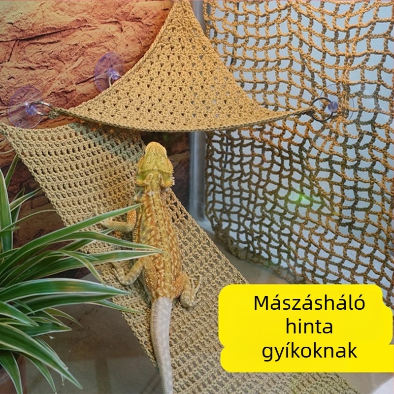 Tapadókorongos fonott függőágy hörcsögjáték sörényes oroszlán gyík kisállat alvás mászás kisállat etetése termosztát hinta mászóháló