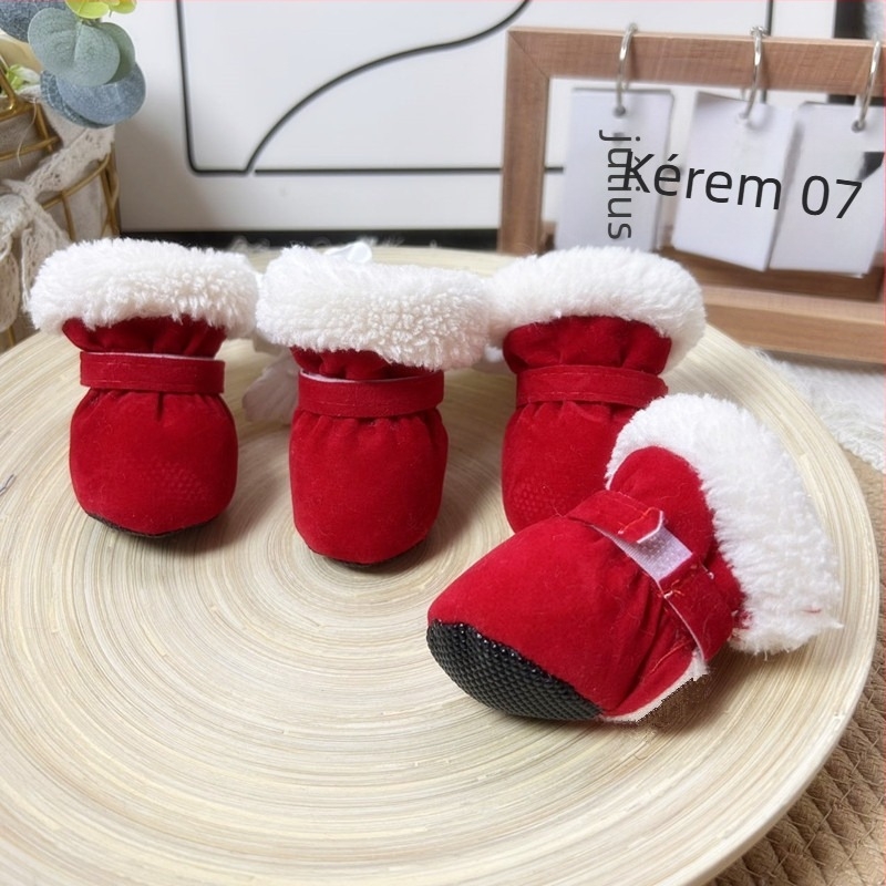 Kutyacipők Teddy Winter New Candy Color Series belső gyapjúbéléssel, vastagított meleg pamut cipő kutyacipő puha talppal