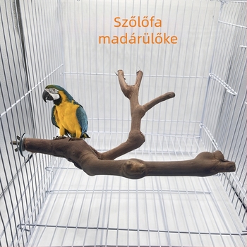 Természetes szőlőfa papagáj tartó kettős ággal, körömápoló játék
