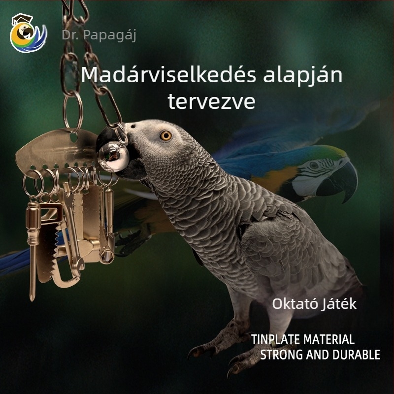 Közepes és nagy papagáj fém rágójáték King Kong szürke papagáj Amazon oktató madárkalitka keret medál a stressz és az unalom enyhítésére