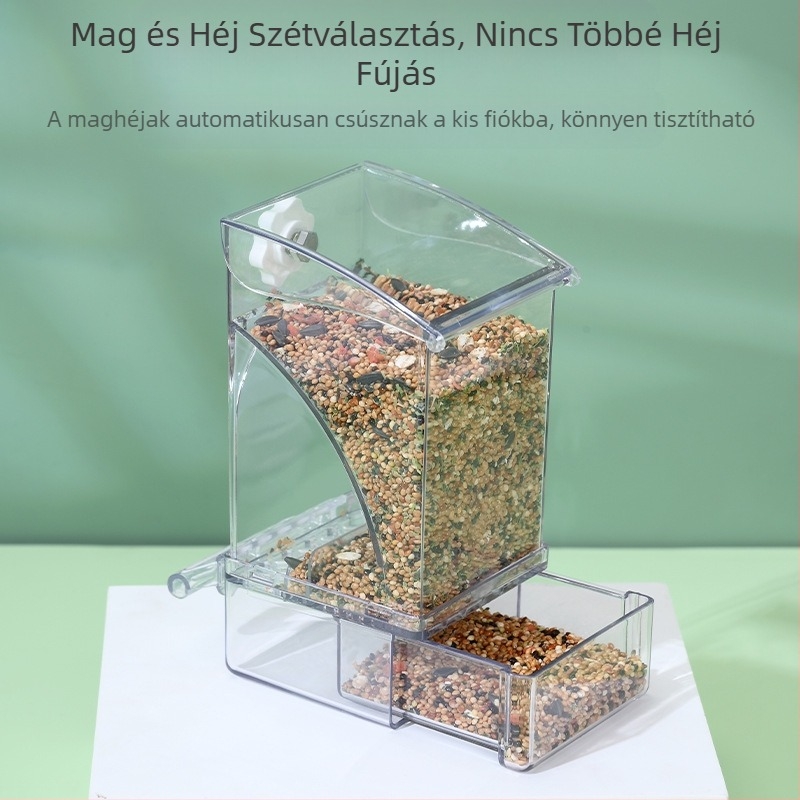Papagáj etető madáreledel-doboz automatikus függő új madáretető cseppálló tál és cserép gabonahéj-elválasztás madáretetés