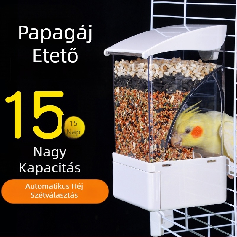 Papagáj etető madáreledel-doboz automatikus függő új madáretető cseppálló tál és cserép gabonahéj-elválasztás madáretetés