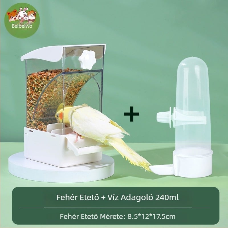 Papagáj etető madáreledel-doboz automatikus függő új madáretető cseppálló tál és cserép gabonahéj-elválasztás madáretetés