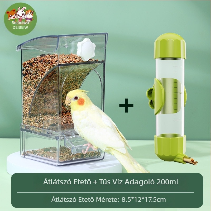 Papagáj etető madáreledel-doboz automatikus függő új madáretető cseppálló tál és cserép gabonahéj-elválasztás madáretetés