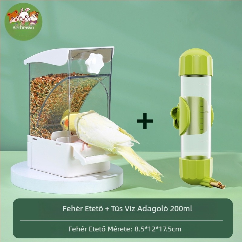Papagáj etető madáreledel-doboz automatikus függő új madáretető cseppálló tál és cserép gabonahéj-elválasztás madáretetés