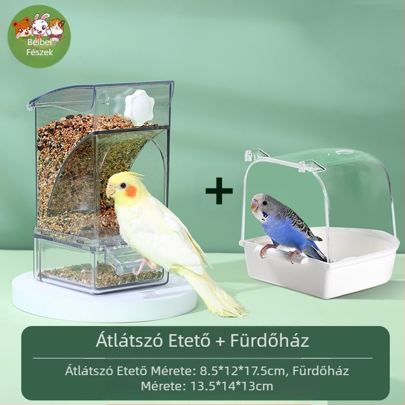 Papagáj etető madáreledel-doboz automatikus függő új madáretető cseppálló tál és cserép gabonahéj-elválasztás madáretetés