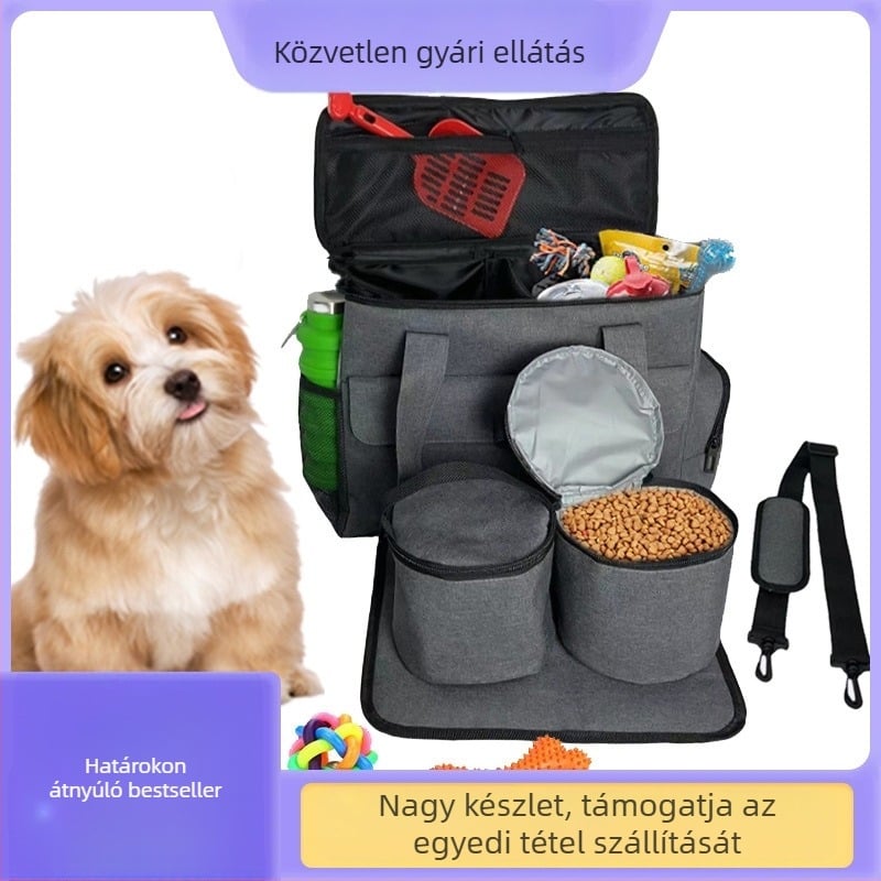 Határokon átnyúló, nagy eladású hordozható uzsonnás macskatáska, kültéri kutyaeledel-tároló táska, ételtároló játék, hordozható kisállattáska