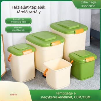 Háziállat-gabonatároló vödör, lezárt, nedvességálló, frissen tartó, nagy kapacitású, 30 kg-os macska- és kutyagabonatároló, felhajtható, kutyagabona-vödör