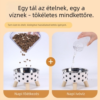 Kisállat magas tál, kivehető és mosható rozsdamentes acél kutyatál, macskatál, pöttyös kutyaeledel-tál, itatótál, etetőeszközök, kisállat-kellékek