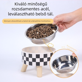 Kisállat magas tál, kivehető és mosható rozsdamentes acél kutyatál, macskatál, pöttyös kutyaeledel-tál, itatótál, etetőeszközök, kisállat-kellékek