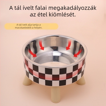 Kisállat magas tál, kivehető és mosható rozsdamentes acél kutyatál, macskatál, pöttyös kutyaeledel-tál, itatótál, etetőeszközök, kisállat-kellékek