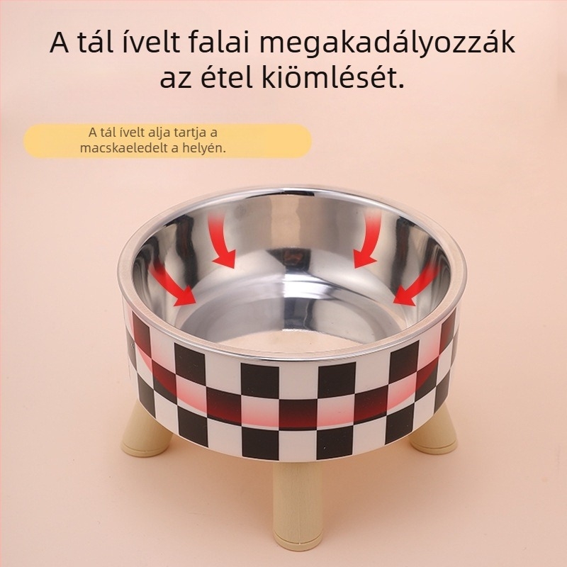 Kisállat magas tál, kivehető és mosható rozsdamentes acél kutyatál, macskatál, pöttyös kutyaeledel-tál, itatótál, etetőeszközök, kisállat-kellékek