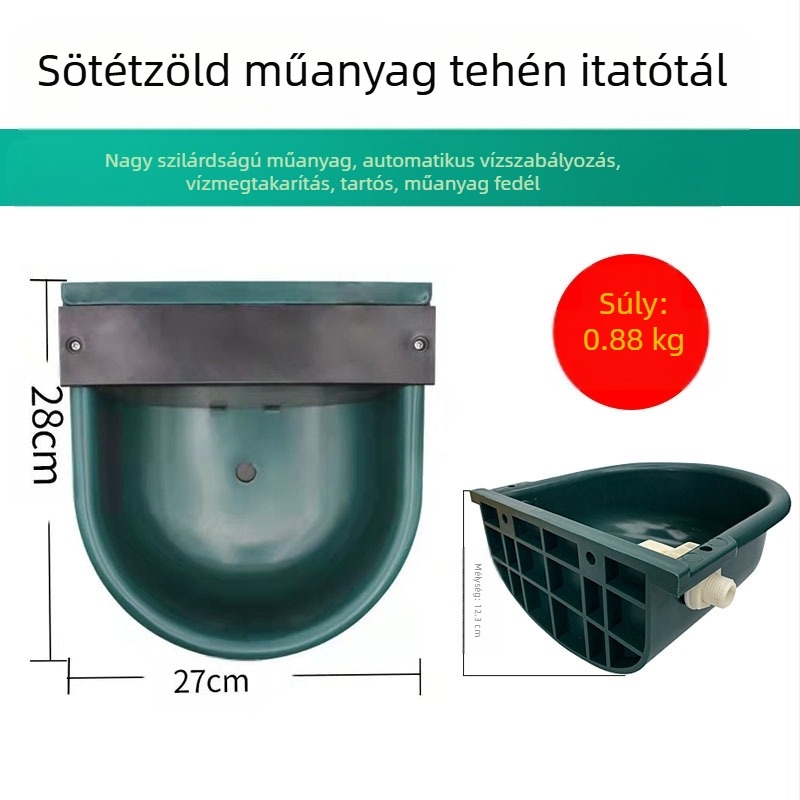 Tehén itató, állatorvosi tenyésztés, nagy rozsdamentes acél, 80 cm-es vízipipa-csomag, úszó golyóval, vastagított tál, tehén, ló, víz