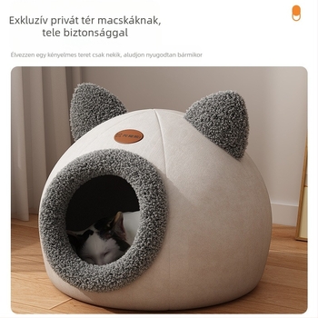 Zárt macskaház macskafészek téli meleg macskavilla kennel Pomei kiskutya kisállat fészek alvószőnyeg macskaágy