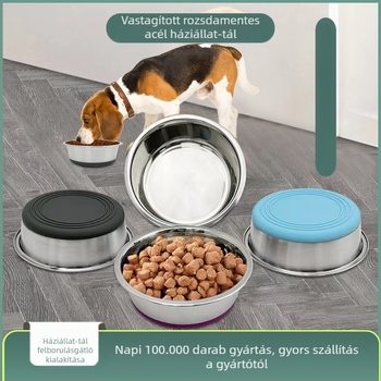 Vastag rozsdamentes acél kutyatál, felborulásgátló, csúszásmentes, cseppálló kutyaeledel-eszközök, nagy, közepes és kis itatótál, macskaeledel-tál, macskatál