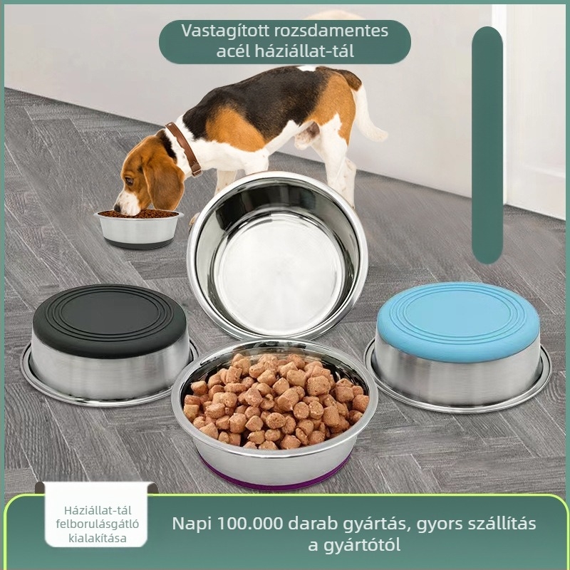 Vastag rozsdamentes acél kutyatál, felborulásgátló, csúszásmentes, cseppálló kutyaeledel-eszközök, nagy, közepes és kis itatótál, macskaeledel-tál, macskatál