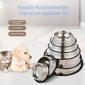 Gyári forró robbanások, leesésgátló rozsdamentes acél kutyatál, kisállat tál, kreatív rozsdagátló kutyaeledel, kisállateledel, macskaeledel tál