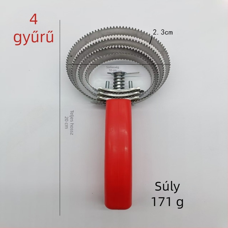 Négy, öt és hat kör alakú, fogazott fésű, tehén- és lóizzadságkaparó, viszketéscsillapító gereblye, lószőrfésű, fogkarcoló, kisállatfésű, szőrtelenítő kefe