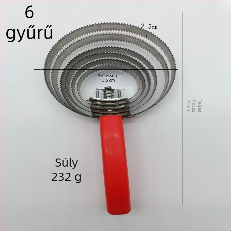 Négy, öt és hat kör alakú, fogazott fésű, tehén- és lóizzadságkaparó, viszketéscsillapító gereblye, lószőrfésű, fogkarcoló, kisállatfésű, szőrtelenítő kefe
