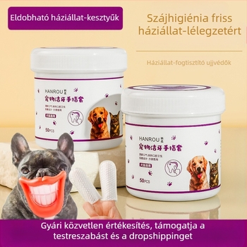 Kisállat fogtisztító kendők kutyáknak szájüregi fogtisztítás macska friss lehelet fogkő eltávolítás kőujjhüvely