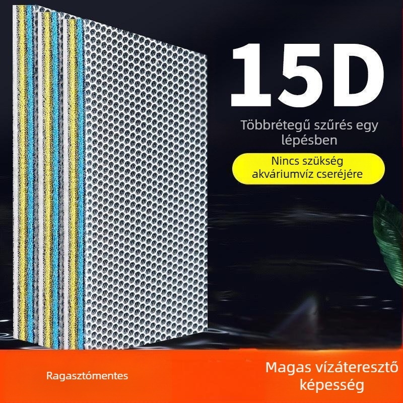 15D akvárium szűrő pamut nagy sűrűségű, vastagított szűrő pamut ragasztó nélkül mosható, nem rothadt vízminőségű kémiai pamut akvárium szűrő