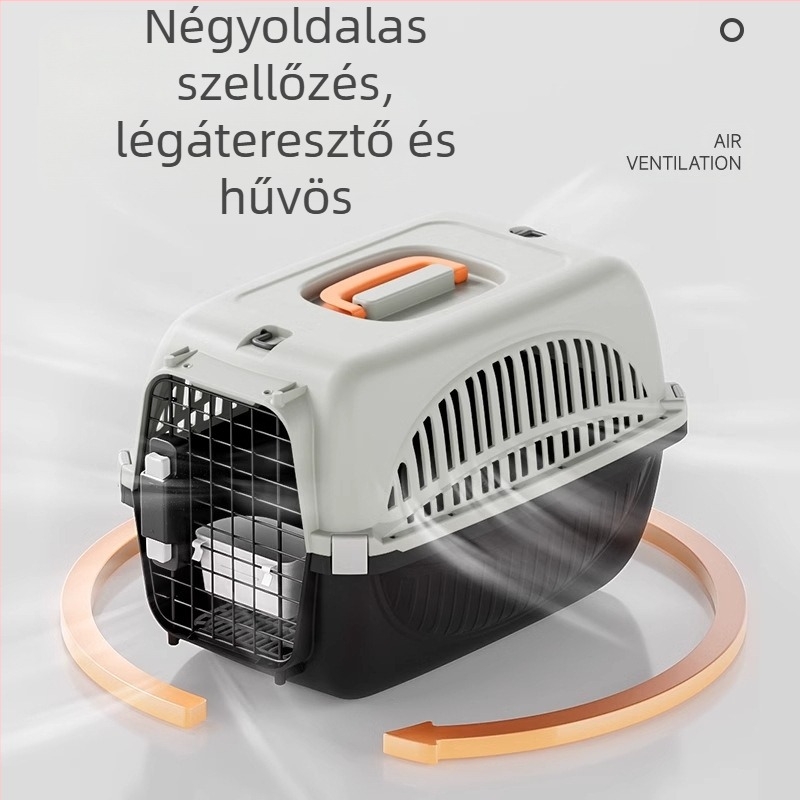 Macska légbeömlős doboz Macskaketrec Hordozható kinti macskatáska Kisállat szállító doboz Autós kutyaketrec Hordozható műanyag macskadoboz
