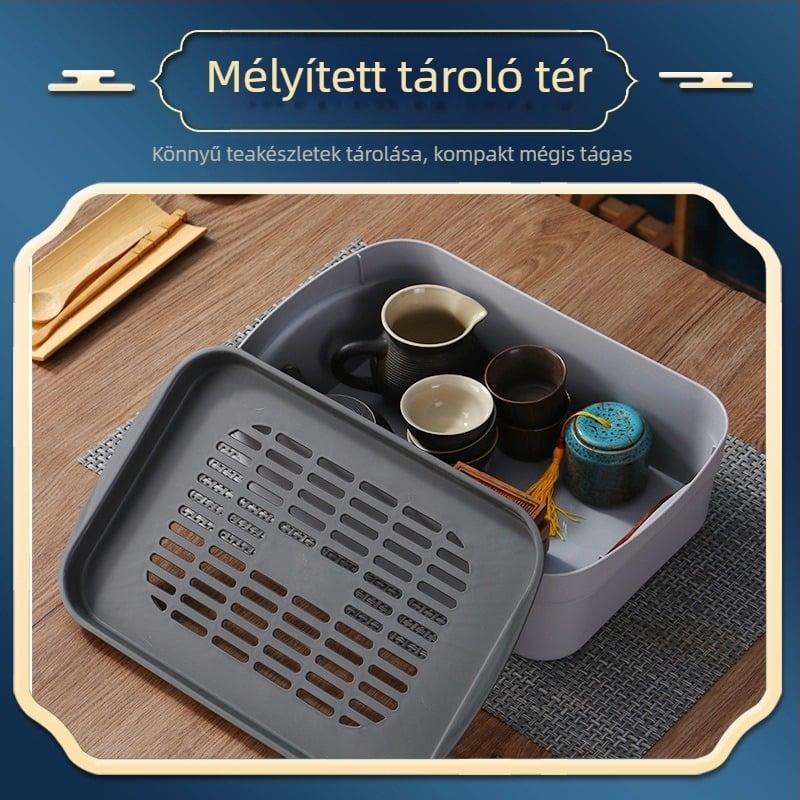 Utazó teatálca autós teatálca tárolódoboz kis méretű teatálca műanyag teatálca hordozható teatálca kis teatálca egy személyre