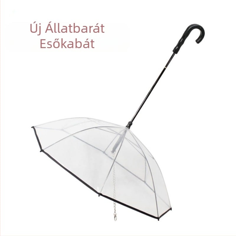 Külkereskedelmi új, átlátszó kisállat kutya esernyő levehető kreatív kutya vontatási kötél esős napon kutyasétáltató gyártók tétele