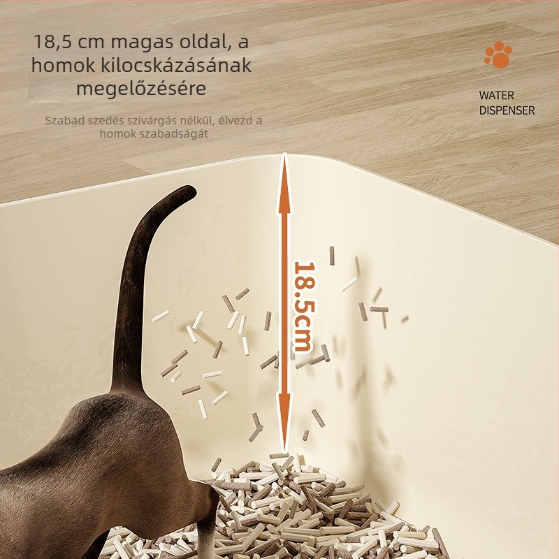 Macskaalom, nagy macskaalom, félig zárt, kihúzásgátló, fröccsenésgátló, macskavécé beépített szűrőlapáttal, lusta macskadoboz