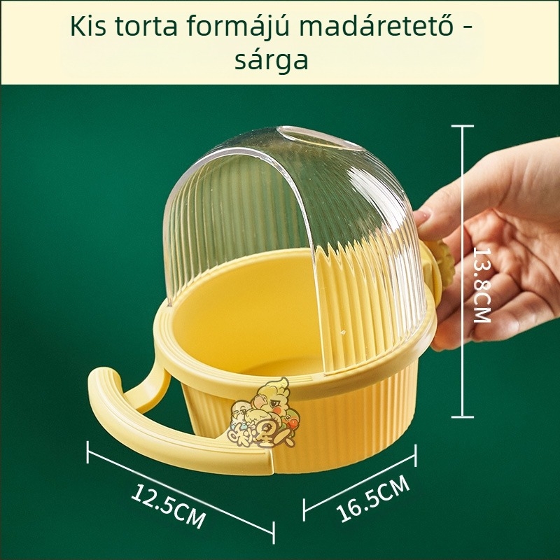 Madáretető, cseppálló etetőtál, macaron, szalagállvánnyal, belső rögzített, kereszt alakú selyem madárkalitka, nagy kapacitású ételdoboz