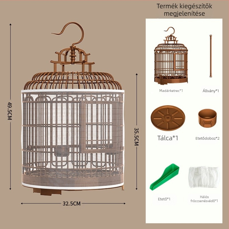 Madárkalitka Otthon Nagy Luxus Villa Vintage Műanyag Hordozókalitka Bazsarózsa Tigrisbőr Gyöngy Papagáj Madárkalitka