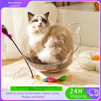Űrkapszula macskafészek az unalom enyhítésére, önkielégítő macskajáték beépített macska forgótányérral és vicces macskabottal, többfunkciós macskafészek macskáknak játékhoz és alváshoz