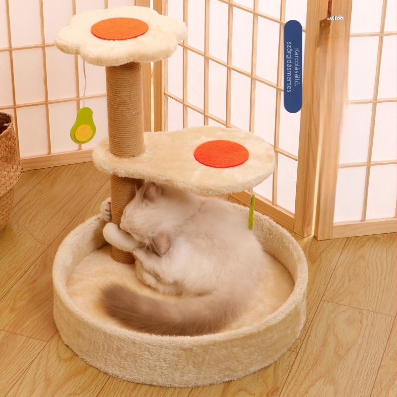 Szizál macskakaparódeszka macskafészek integrált függőleges macskaoszlop kenderkötél kopásálló, korpásodásmentes játék nem takaró kisállat-kellékek