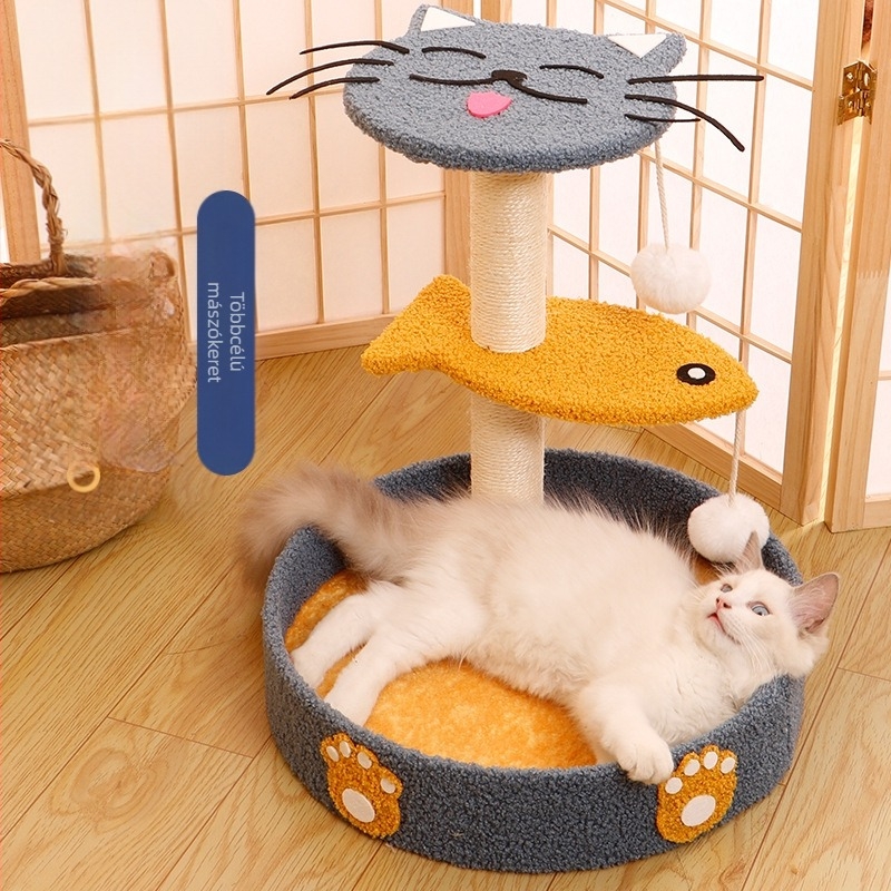 Szizál macskakaparódeszka macskafészek integrált függőleges macskaoszlop kenderkötél kopásálló, korpásodásmentes játék nem takaró kisállat-kellékek