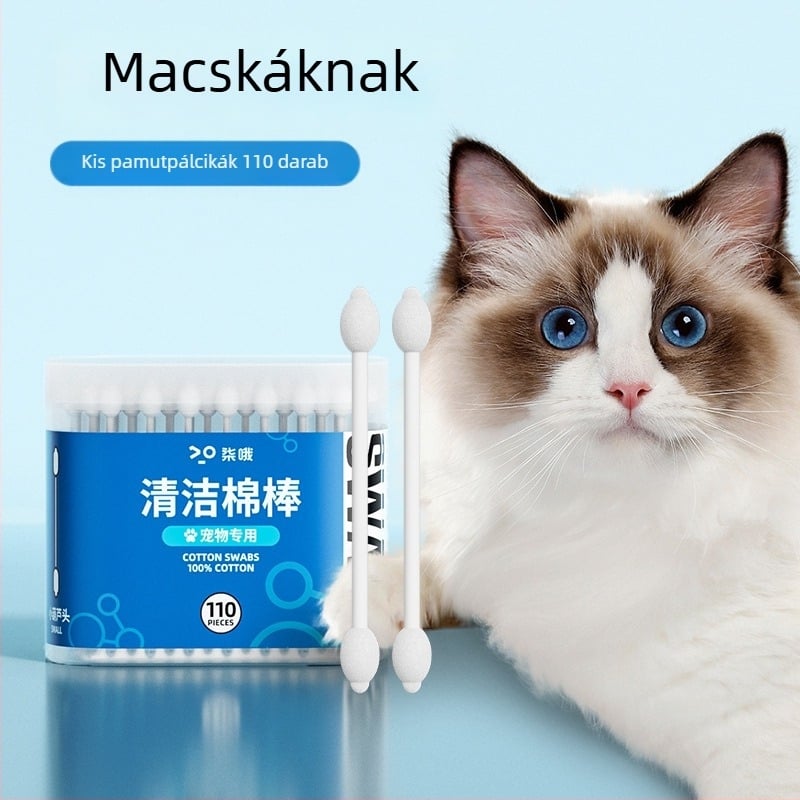 Kisállat fültisztító vattapálcika 110 db kutya fülzsír fülszag illóolaj vattapálcika macska fültisztító folyadék fülmosó folyadék
