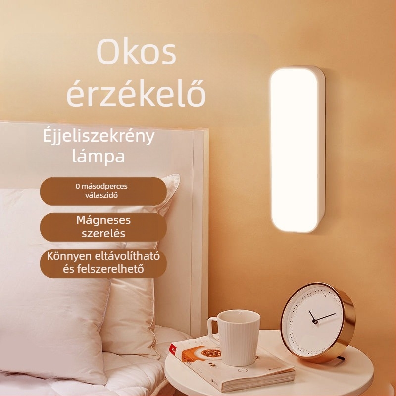 Intelligens emberi test érzékelő lámpa szekrény ruhásszekrény éjjeliszekrény mágneses beágyazott USB töltő infravörös éjszakai fény nagykereskedelem