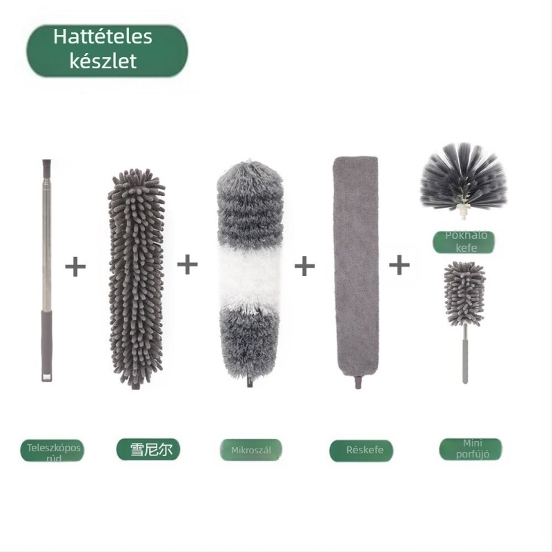 Gyári új, egypólusú, kétfejű, mikroszálas, meghosszabbított zsenília poroló, tollporoló, mennyezetseprő kefe