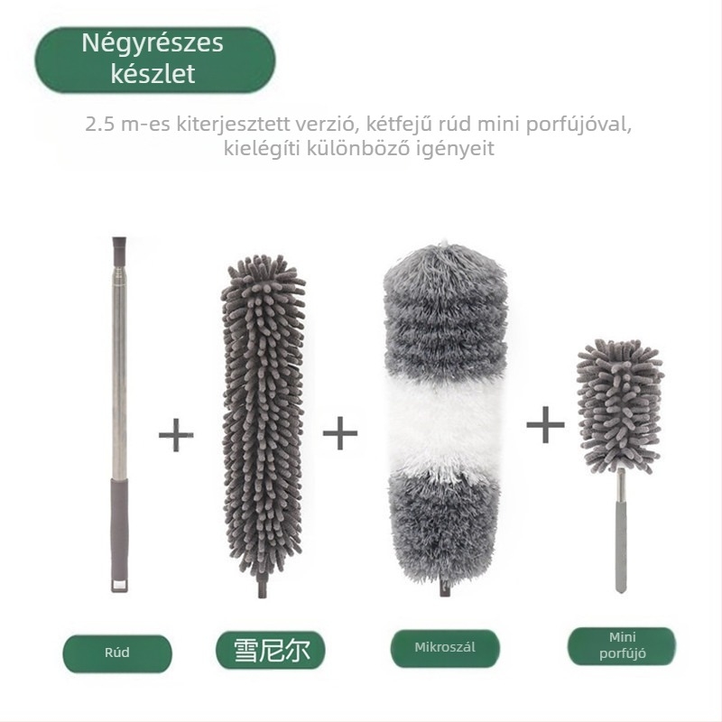 Gyári új, egypólusú, kétfejű, mikroszálas, meghosszabbított zsenília poroló, tollporoló, mennyezetseprő kefe