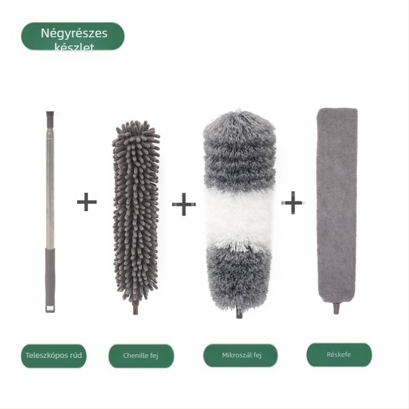 Gyári új, egypólusú, kétfejű, mikroszálas, meghosszabbított zsenília poroló, tollporoló, mennyezetseprő kefe