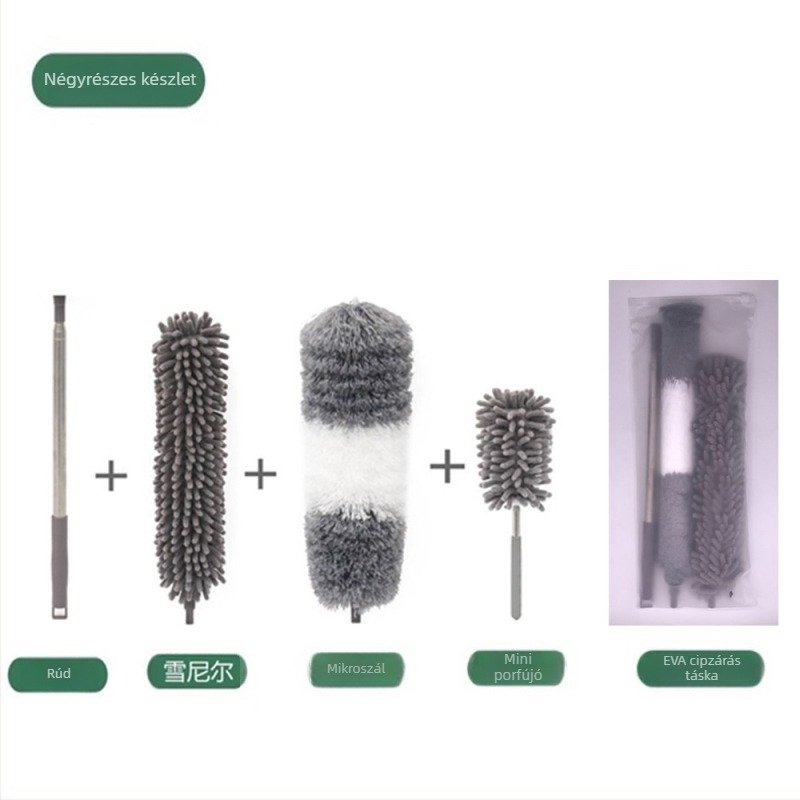 Gyári új, egypólusú, kétfejű, mikroszálas, meghosszabbított zsenília poroló, tollporoló, mennyezetseprő kefe