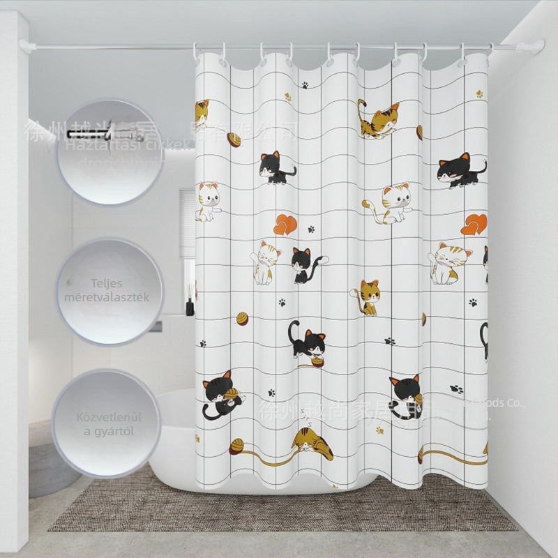 Zuhanyfüggöny, Speciális fürdőszobai válaszfal függöny fürdőszobába, Nincs lyukasztás, Könnyen felszerelhető, Vízálló, Penészálló, Adatvédelem